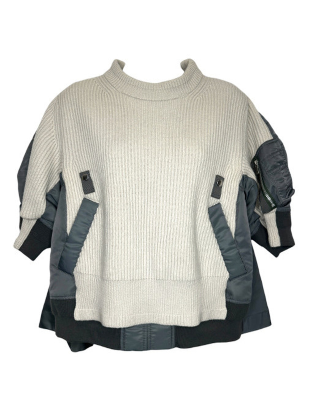 Sacai Nylon Twill And Knit Pullover Top